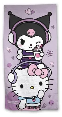 Immagine prodotto di Telo mare viola - Hello Kitty e Kuromi  - 70x140 cm