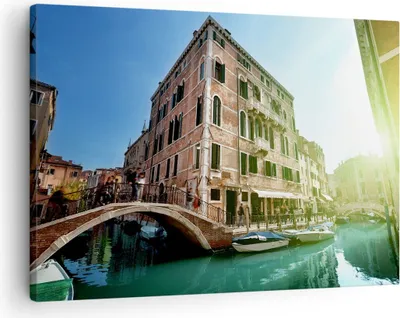 Produktbild von Bild auf Leinwand - Leinwandbild - Kanal Wasser Venedig Haus - 70x50cm - Wand Bild - Wanddeko - Leinwanddruck - Bilder - Kunstdruck - Wanddekoration - Leinwand bilder - Wandkunst - AA70x50-2725
