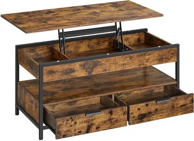 Obrázek produktu pro Výškově nastavitelný konferenční stolek 50x100x(48-63) cm v industriálním stylu, hnědá a černá