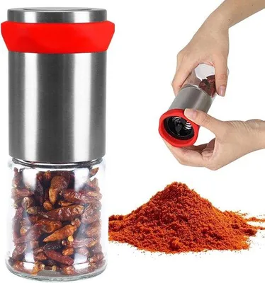 Immagine prodotto di Tritarpe in acciaio inossidabile e vetro, altezza 175 cm - Macinino per erbe aromatiche e pepe - Tritarpe per spezie
