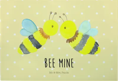 Produktbild von Mr. & Mrs. Panda Vesperplatte Biene Liebe - Gelb Pastell - Geschenk, Glas-Schneidebrett, Schneidebrett, Frühstücksbrett, Servierplatte, Hackbrett