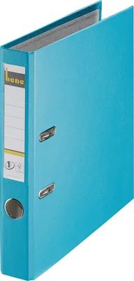 Produktbild von Bene Ordner Serie No.1, DIN A4, Kunststoff, 52 mm, schmal, auswechselbares Rückenschild, ohne Kantenschutz, türkis