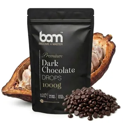 Produktbild von BAM Zartbitterschokolade - Kuvertüre - Schokoladen Drops - 1 kg