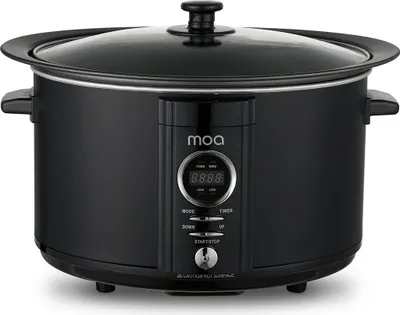 Produktbild von MOA 6,5L Schongarer mit Timer - 3 Wärmestufen - Ø 24,5cm - Aluminium-Innentopf - Durchsichtiger Deckel - Spülmaschinenfest - BPA-Frei - Schwarz