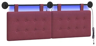 Immagine prodotto di vidaXL Testiera sospesa con luce a LED in tessuto rosso vino