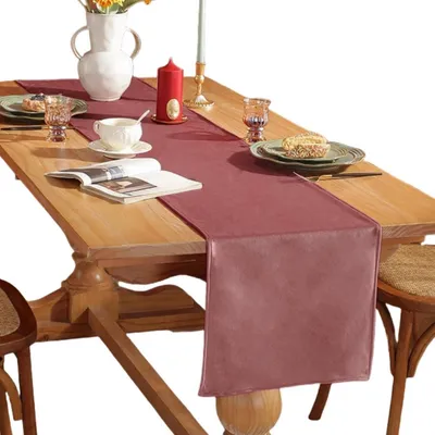 Zdjęcie produktu dla Ścienier do stołu z materiału, zmywalny, ciemnoróżowy, 33 x 120 cm