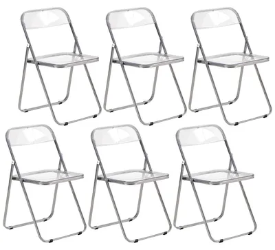 Image de Ensemble de 6 chaises pliantes transparentes, dotées d'une structure robuste