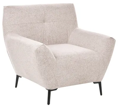 Produktbild von BELIANI Sessel Beige Stoff mit Armlehnen Gepolstert Schwarze Metallbeine Modernes Design Wohnzimmer Leseeecke Polstersessel