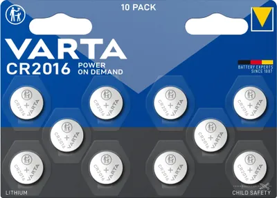 Produktbild von VARTA Batterien Knopfzelle CR2016, 10 Stück, Power on Demand, Lithium, 3 V