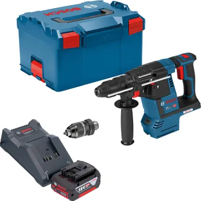 Produktbild von Bosch GBH 18V-26 F Professional Akku Bohrhammer 18 V 2,6 J SDS plus Brushless + 1x Akku 4,0 Ah + Ladegerät + L-Boxx