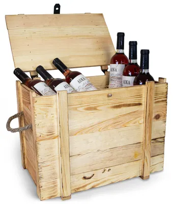 Produktbild von Weinkisten 12er geflammt inkl. Holzwolle Weinkiste Geschenkekiste Holzkiste Aufbewahrungskiste