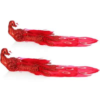 Produktbild von com-four® 2x Christbaumschmuck Deko Vogel - Pfau mit Pailletten für Weihnachtsbaum-Deko - Kunststoff Vögel mit Clip für Weihnachten