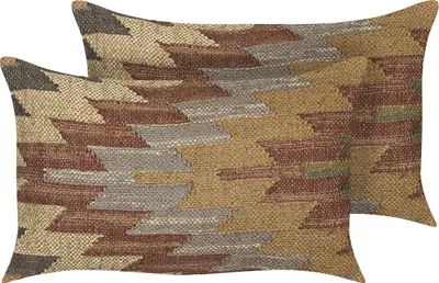 Produktbild von BELIANI Dekokissen 2er Set Mehrfarbig Jute u. Wolle 30x50 cm Rechteckig mit Polyester-Füllung Muster Orientalisch Geometrisch für Wohnzimmer Deko