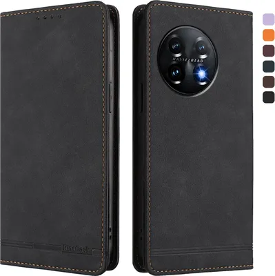 Obrázek produktu pro Pouzdro pro OnePlus 11, retroPolyuretankožené flip pouzdro s stojánkem a přihrádkami na karty Černý