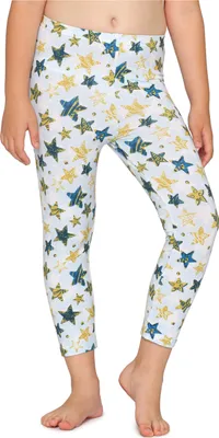 Produktbild von Merry Style Mädchen 3/4 Leggings MS10-405(Weiß/Blau Gold Sterne,110)