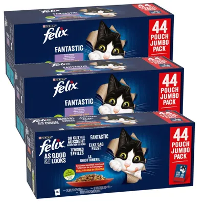 Zdjęcie produktu dla Felix Fantastic Wiejskie Smaki i Wybór Smaków 132x85g Mokra Karma Dla Kotów Mix smaków W Galaretce