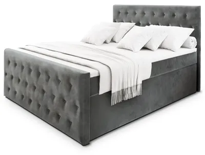 Produktbild von Masseno Boxspringbett FONDI 180x200 cm Komplett-Set mit Bonell Matratze und Topper, Polsterbett mit Bettkästen -Grau, CASABLANCA 15
