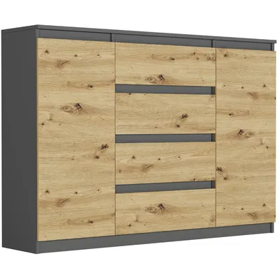Produktbild von Kommode - Anthrazit / Eiche Artisan - 140 x 40 x 98 cm - Modern R-140-S4