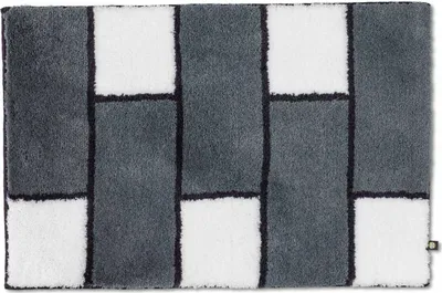 Produktbild von Rhomtuft Badteppich Stone eckig 80 x 160 cm  Farbe  zink/weiss/schwarz
