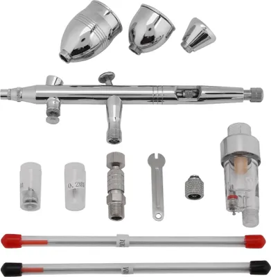 Obrázek produktu pro Stříkací pistole Airbrush 0,3 mm 0,2 mm 0,5 mm trysky 2 cc 5 cc 13 cc nádobky sada trubek