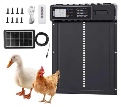 Produktbild von Automatische Hühnerstalltür, solarbetrieben, Fernbedienung, Schwarz