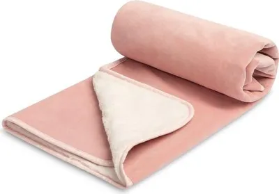 Immagine prodotto di Coperta in peluche double-face 80x100 cm, rosa cipria/crema