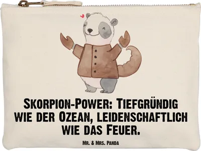 Produktbild von Mr. & Mrs. Panda Kulturbeutel Skorpion Astrologie Grösse XL Große - Weiß - Geschenk, Stoffbeutel, Pouch, Geburtstagsgeschenk, Mäppchen, Tierkreiszeichen, Baumwolltasche
