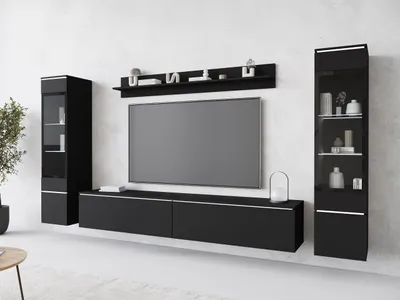 Obrázek produktu pro Obývací stěna s LED osvětlením WANDA 2 - černá grafitová