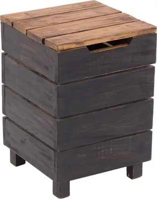Produktbild von HOCKER "STORAGE 50" | 50x35cm (HxB), Altholz | Wäschebox  | Farbe: 04 schwarz-natur