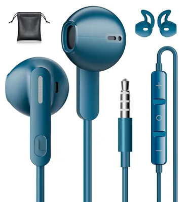 Productafbeelding van Oordopjes met kabel en microfoon, blauw