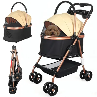 Immagine prodotto di Carrozzina per cani 3-in-1, passeggino fino a 20 kg, pieghevole e con spazio di stoccaggio