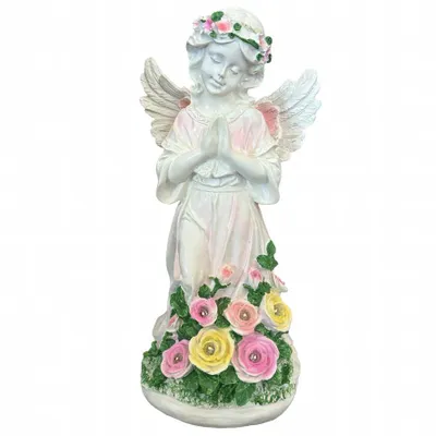 Produktbild von Engelsfigur als Kerzenhalter, solarbetriebene LED-Engelsstatue für den Garten