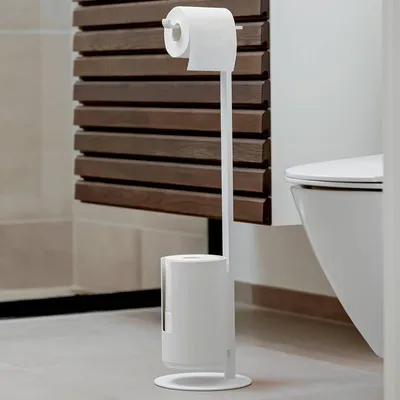 Image de Zone Denmark Support de papier toilette sur pied pour 3 rouleaux Rim blanc