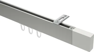 Produktbild von Interdeco Innenlaufstange / Gardinenstange mit Innenlauf Edelstahl-Optik / Weiß, Typ Smartline Lox (Quader) Deckenmontage, 14x35 mm 1-läufig, 440 cm