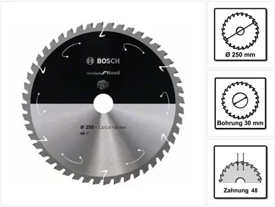 Obrázek produktu pro Bosch 2 608 837 728, Tvrdé dřevo, Měkké dřevo, 25 cm, 3 cm, 1,6 mm, 6000 ot/min, 2,2 mm