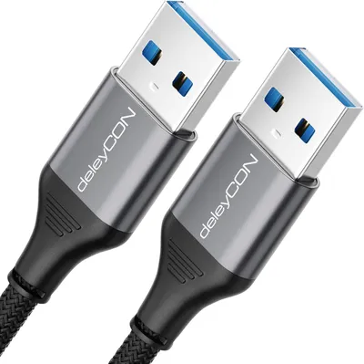 Produktbild von deleyCON 3,0m USB 3.0 Kabel - Super Speed 5Gbit/s (2x USB-A-Stecker) Aluminium Stecker + Nylon Kabel Datenkabel für Laptop, HDD, Drucker, Modems, Festplatten, Kameras usw.