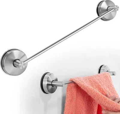 Zdjęcie produktu dla Uchwyt na ręcznik z przyssawką - Półka ścienna do łazienki - Organizer do łazienki - Stal nierdzewna 304 - 55 cm - Srebrny