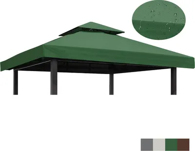 Image de （Vert）Auvent de remplacement double toit pour pavillon Toit de pavillon étanche anti-UV Toit de pavillon PA-revêtu Toit de pavillon de remplacement pour Yard Patio Garden Canopy Sunshade