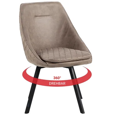 Produktbild von Essstuhl Drehstuhl Esszimmerstuhl Designstühle Kunstlederbezug in Antik Optik Küchenstuhl , Farbe:Taupe;Menge:1 St.