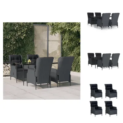 Produktbild von vidaXL 5-tlg. Garten-Essgruppe Dunkelgrau Poly Rattan -  Gartenmöbel-Sets
