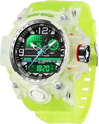 Obrázek produktu pro Vojenské pánské sportovní hodinky Analogové Digitální 5 ATM vodotěsné 57 mm, LED, stopky, budík, 12/24 hodin, taktické outdoorové hodinky se silikonovým řemínkem pro muže