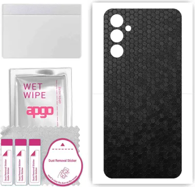 Produktbild von apgo Rückseite Schutzfolie, Skin, kompatibel mit Samsung Galaxy A24, Hinten Displayschutzfolie aus Vinylfolie, kratzfest, einfache Montage - Schwarze Honigwabe