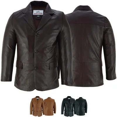 Produktbild von Herren lederblazer Lederjacke aus Lammnappa echtleder Jacke Blazer Leder , Größe:56/2XL, Farbe:Dunkelbraun