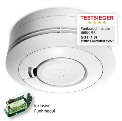 Productafbeelding van Ei Electronics draadloze rookmelder inclusief 10-jarige batterij, onderling te verbinden, model Ei650RF-3XD, werkt op batterijen (Ei650RF-3XD)