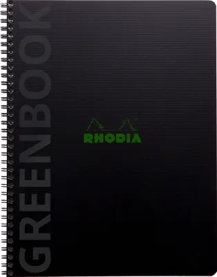 Produktbild von Rhodia 5x Greenbook A4+ mit Spiralbindung 80 Blatt kariert 90g Schwarz 119912C