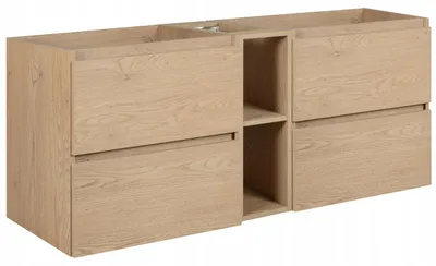 Zdjęcie produktu dla Szafka Łazienkowa Wisząca Pod Umywalkę 140X46 Cm Simon Dąb Jasny Z Regałem