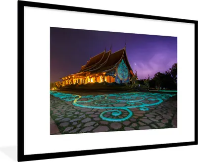 Produktbild von MuchoWow® Gerahmtes Poster Thailand - Tempel - Lila 90x60 cm - Poster mit Schwarzem Bilderrahmen Wandposter Rahmen Foto Bilder - Wanddekoration - Fotos