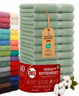 Produktbild von Betz Premium Seiftücher Set 10-teilig – 10× Seiftuch 30×30 cm, 100% Baumwolle 470 g/m², weich & saugstark, ® Farbe heugrün, KI-generiertes Bild