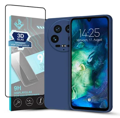 Produktbild von Hülle für Samsung Galaxy S25 Edge mit 9H Displayglas Displayschutz Case Cover Bumper Smartphone Softgrip Schutzhülle Farbe: Blau