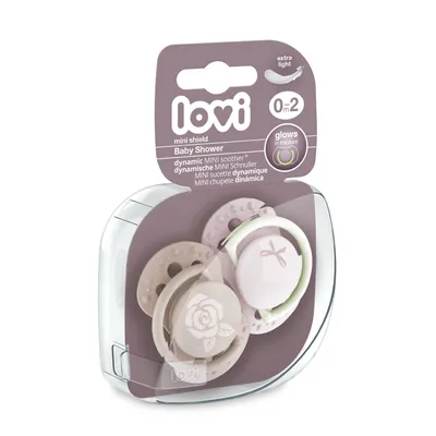 Zdjęcie produktu dla LOVI Smoczek silikonowy dynamiczny Baby Shower Girl 0-2 m 2 szt. 22/900girl